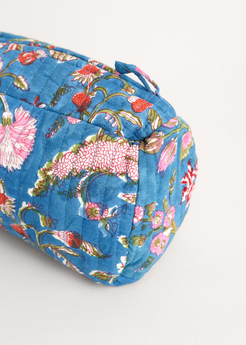 Bright blue floral wash bag