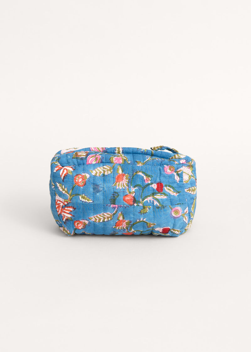 Bright blue floral wash bag