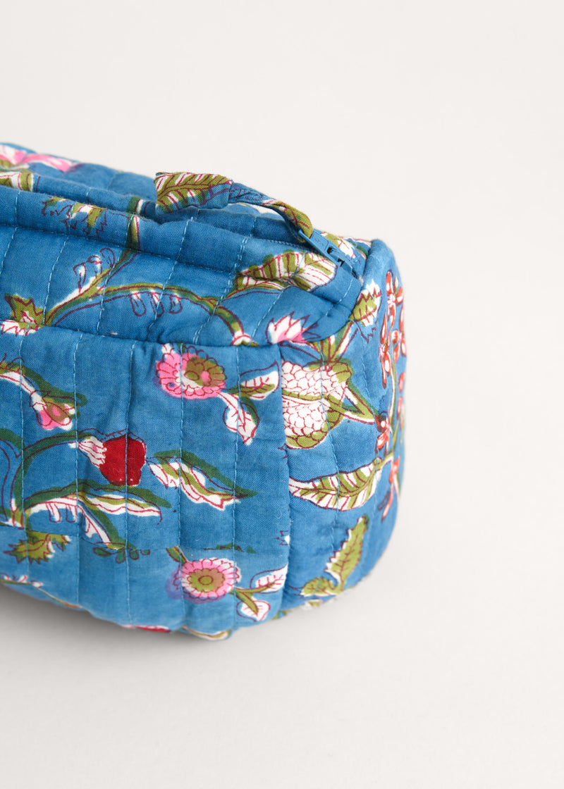 Bright blue floral wash bag