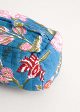 Bright blue floral wash bag