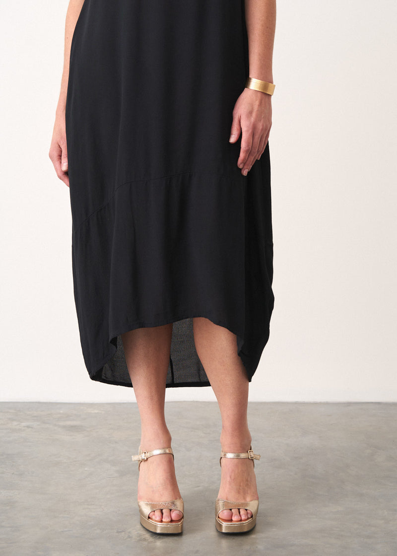 Black tulip skirt sleeveless dress