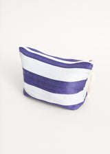 Blue and white striped wash bag