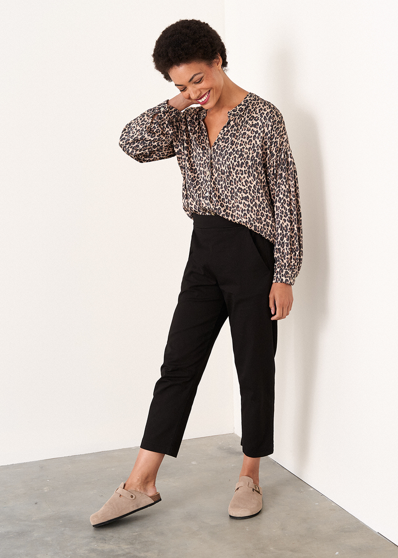 Satin leopard print shirt