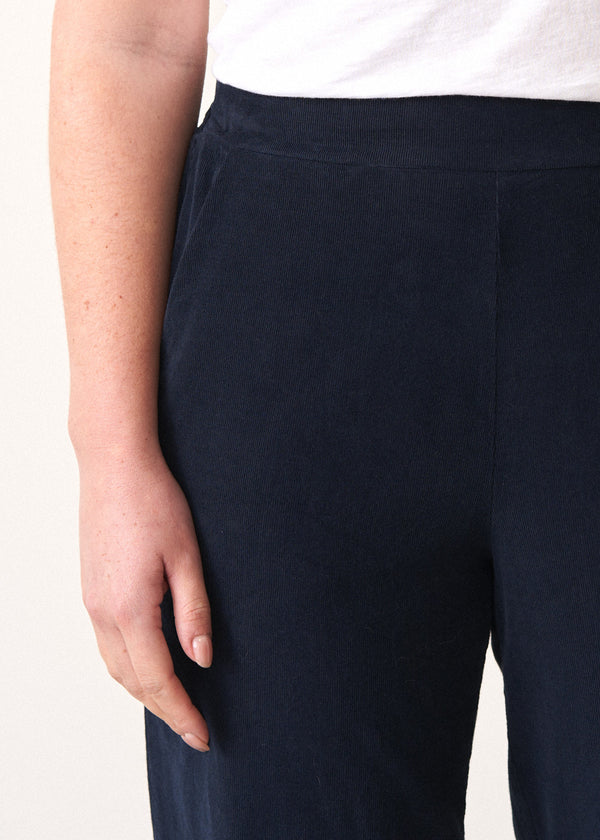 Dark blue cord slim fit trousers