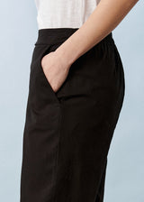 Black cotton tapered trousers