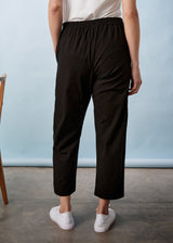 Black cotton tapered trousers