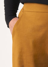 Mustard yellow cotton tapered trousers