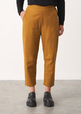 Mustard yellow cotton tapered trousers