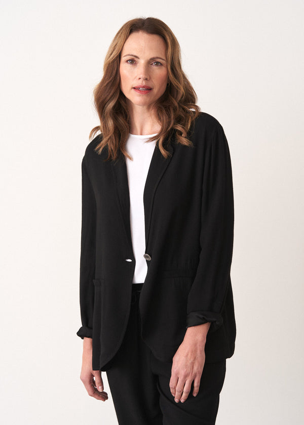 Black wool blend soft tailored jacket