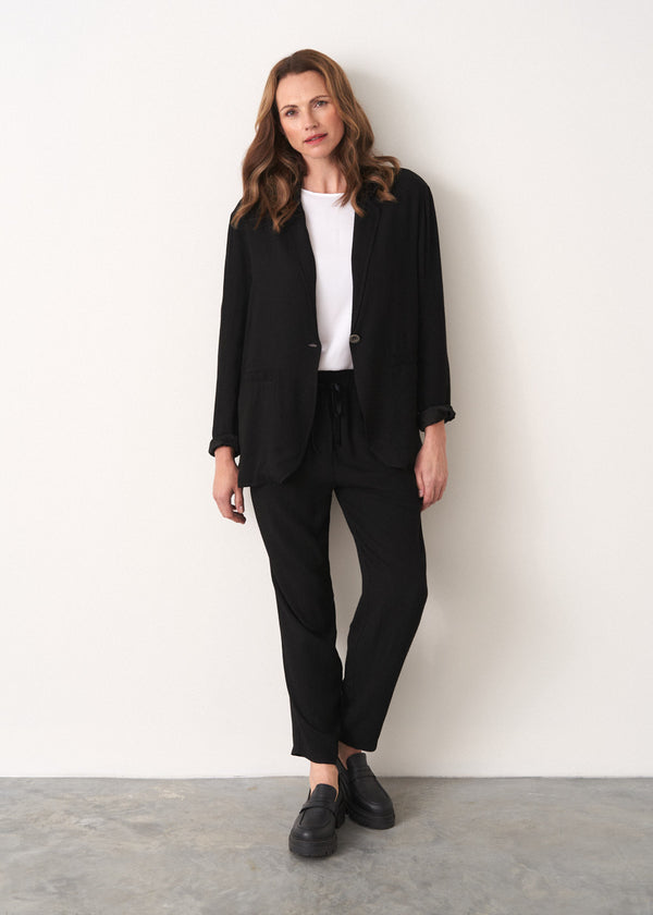 Black wool blend soft tailored jacket