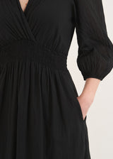 Black cotton midi dress