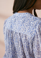 Blue and white floral ditsy print shirt