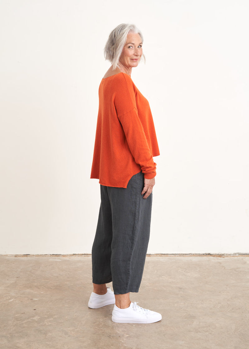 Bright orange light cashmere sweater