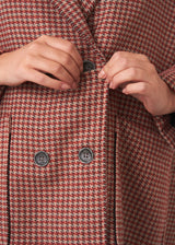 Double breasted pea coat with rust check and pockets