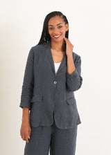 Dark blue grey linen jacket