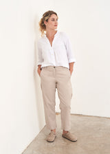 Light oatmeal cotton trousers