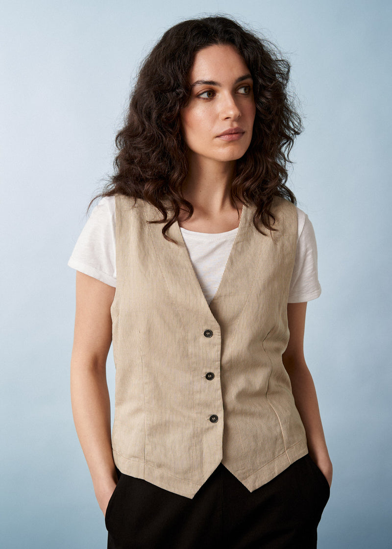 Oatmeal pale stripe waistcoat