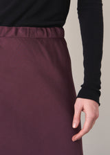 Burgundy satin bias cut midi skirt