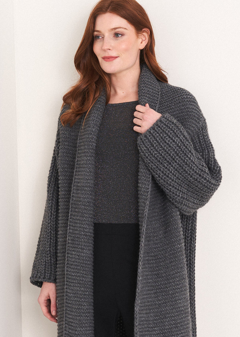 SKYLER LONG CARDIGAN CHARCOAL