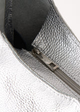 Large silver leather bag with round strap