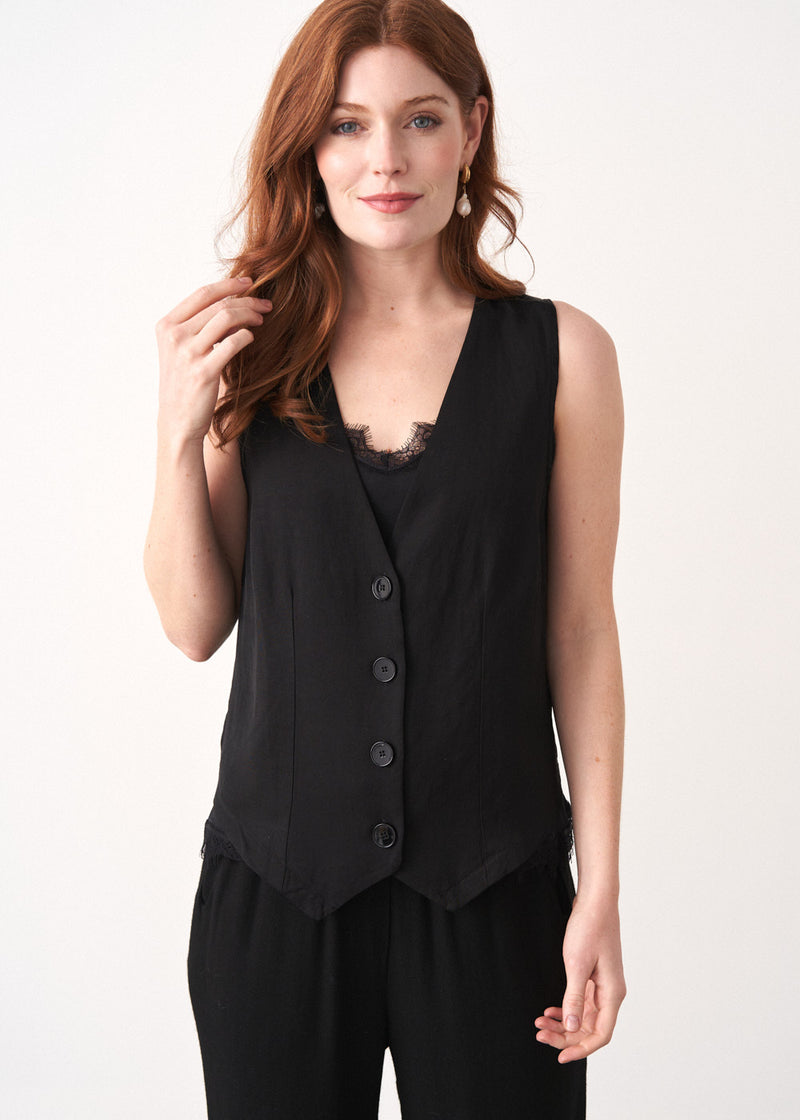 Black button up waistcoat