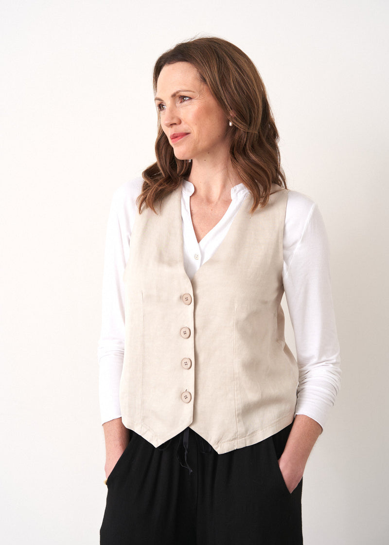 Light oatmeal waistcoat with buttons