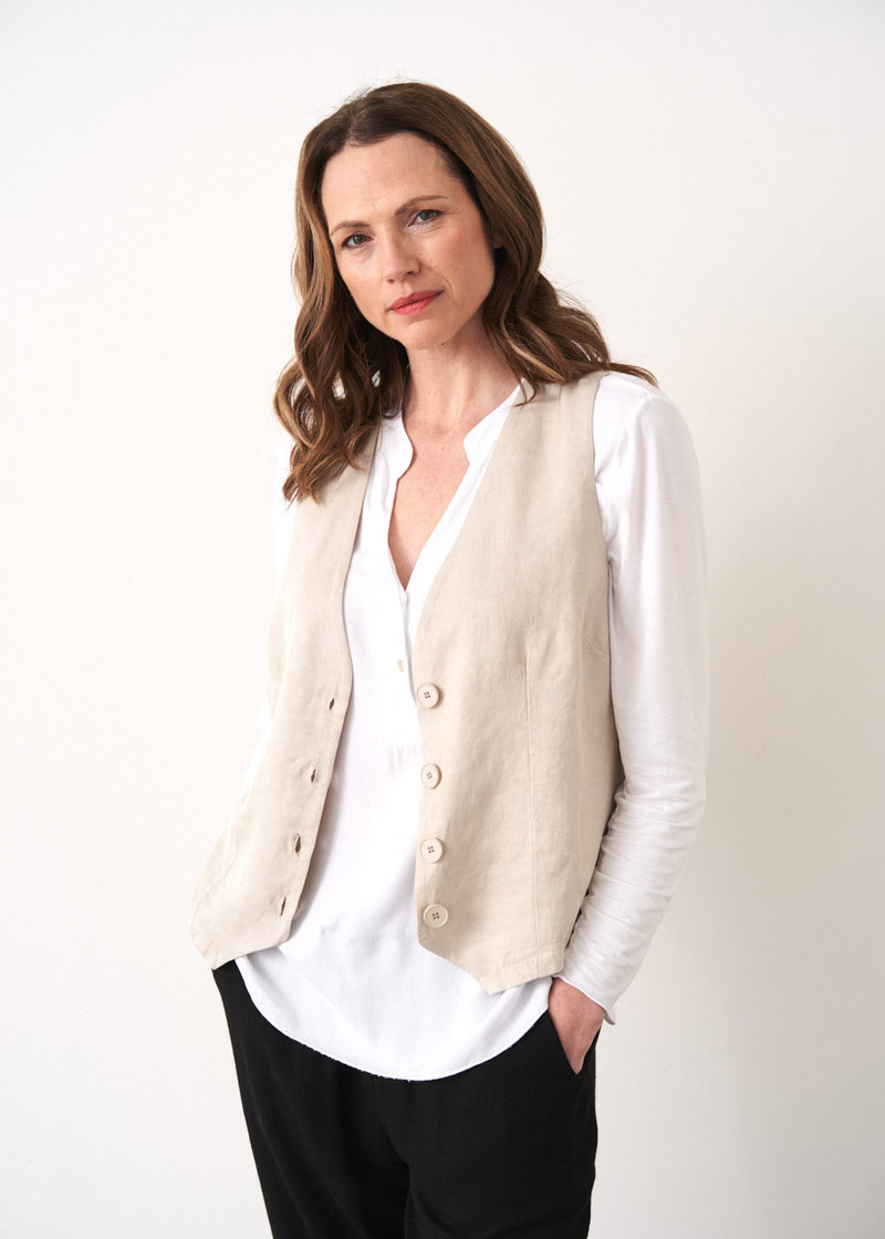 Light oatmeal waistcoat with buttons