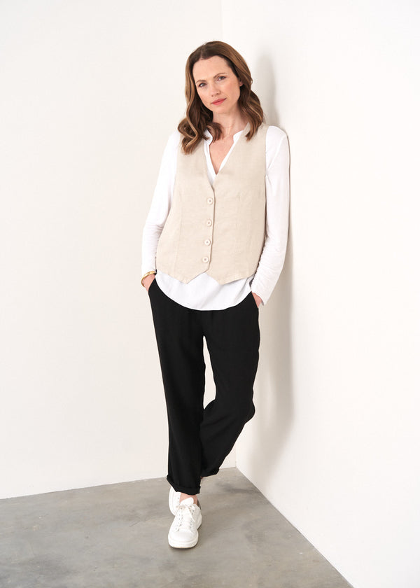 Light oatmeal waistcoat with buttons