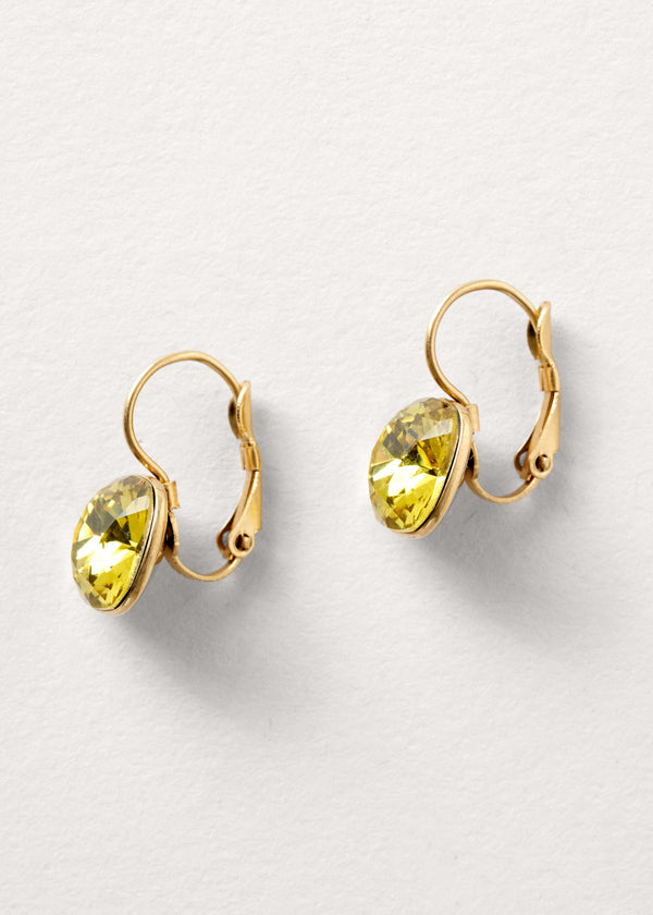 Olive green crystal gem earrings