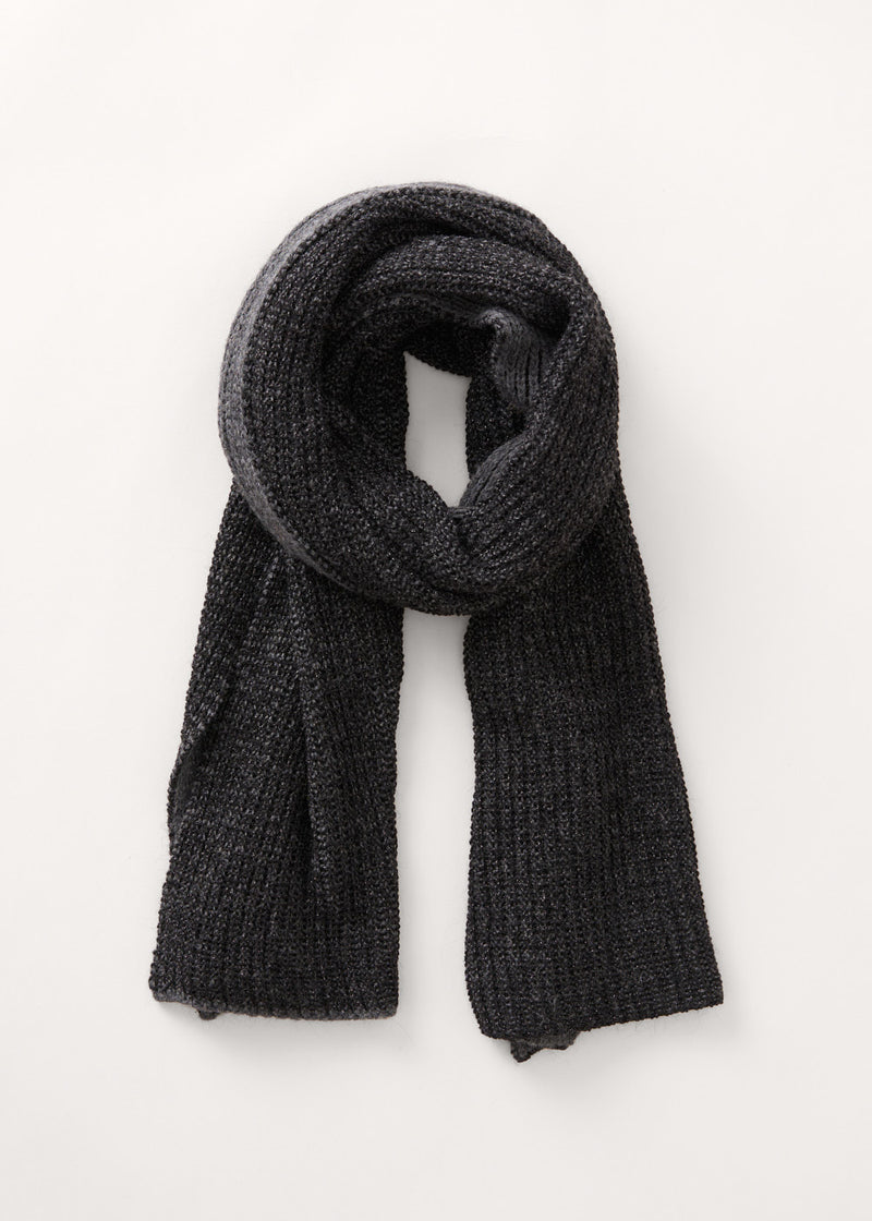 Black grey metallic knit scarf