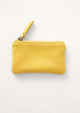 Yellow small leather purse with zip