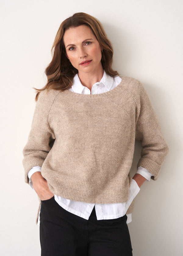 Greige oatmeal swing sweater