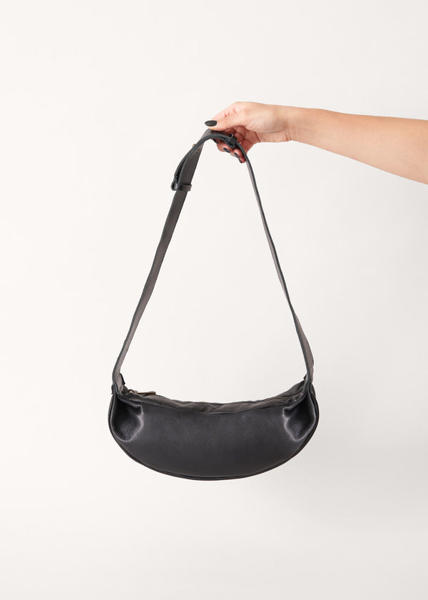 Black soft leather handbag