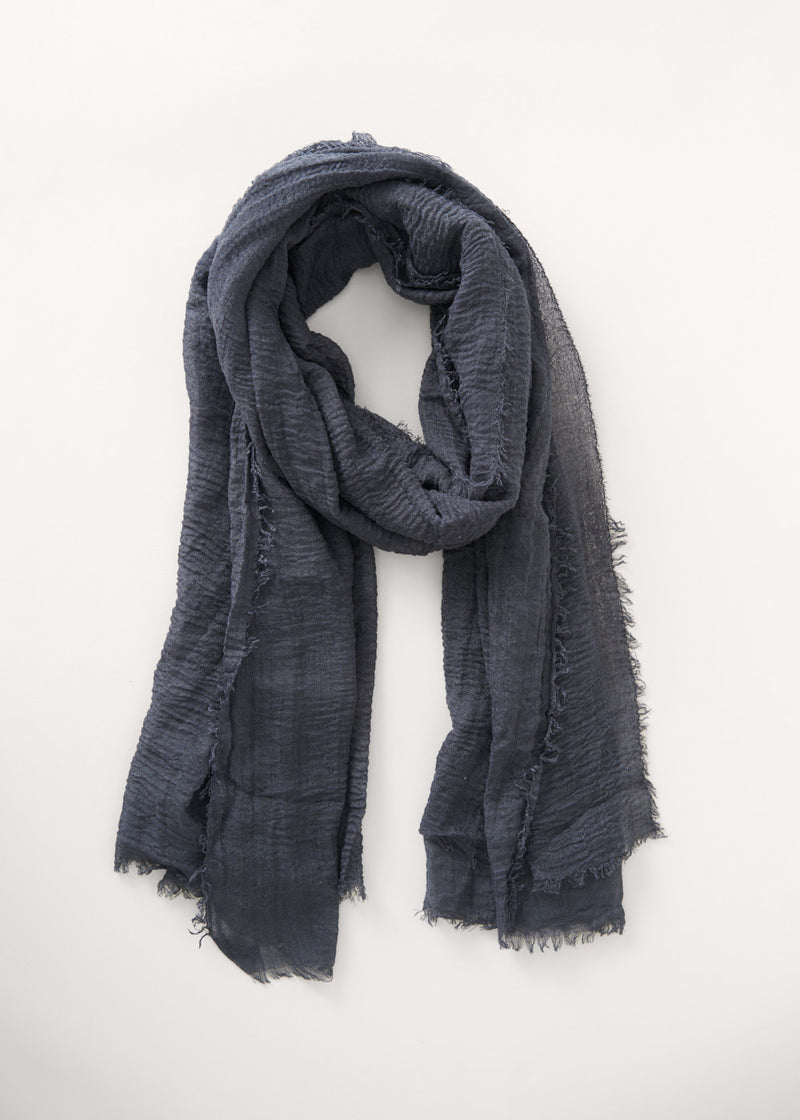 Dark blue black raw edge scarf