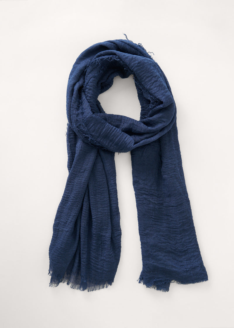 Dark navy blue raw edge scarf