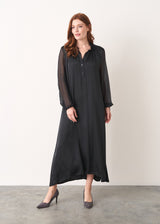 Black sheer sleeve maxi dress