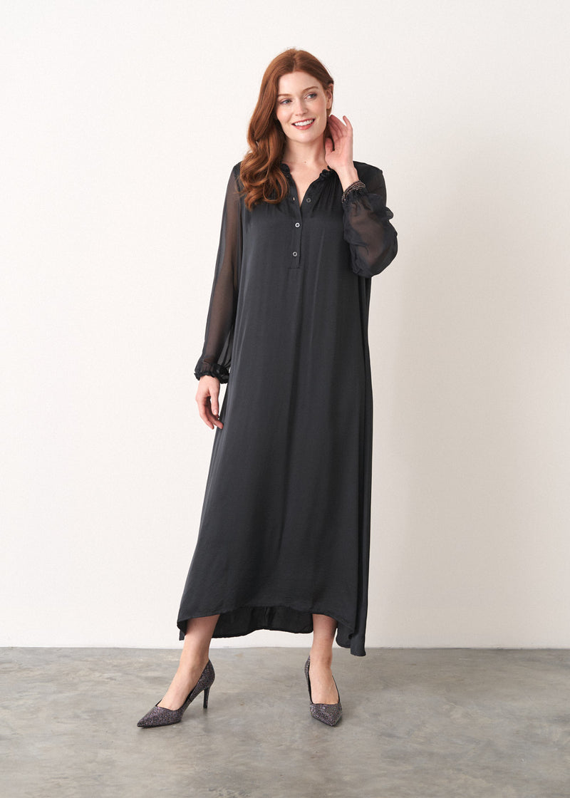 Black sheer sleeve maxi dress