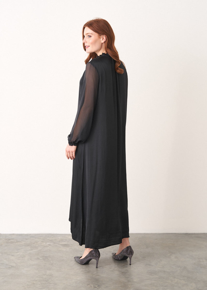 Black sheer sleeve maxi dress