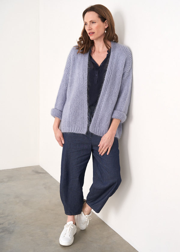 DINA CHUNKY KNIT CARDIGAN - LAVENDER