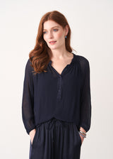 Dark blue sheer blouse