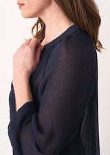 Dark blue sheer blouse