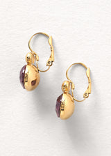 Burgundy and gold crystal drop earrings