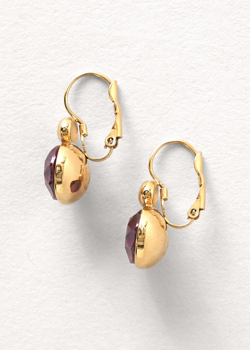 Burgundy and gold crystal drop earrings