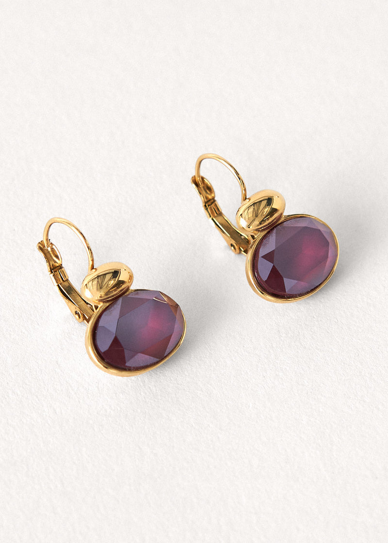 Burgundy and gold crystal drop earrings