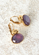 Burgundy and gold crystal drop earrings