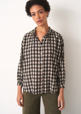 Khaki green check soft cotton shirt